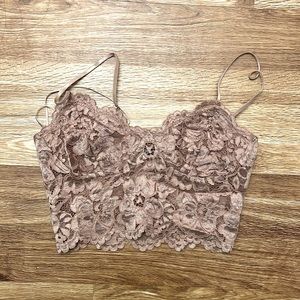 Zara pink lace crop top